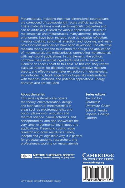 Produktbild: Effective Medium Theory of Metamaterials and Metasurfaces