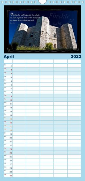 Produktbild: Familienplaner Monat f&uuml;r Monat ein Bibelvers (Wandkalender 2022 , 21 cm x 45 cm, hoch)