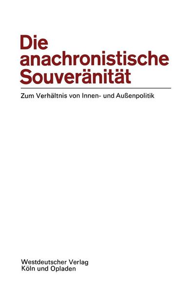 Produktbild: Die anachronistische Souver&auml;nit&auml;t
