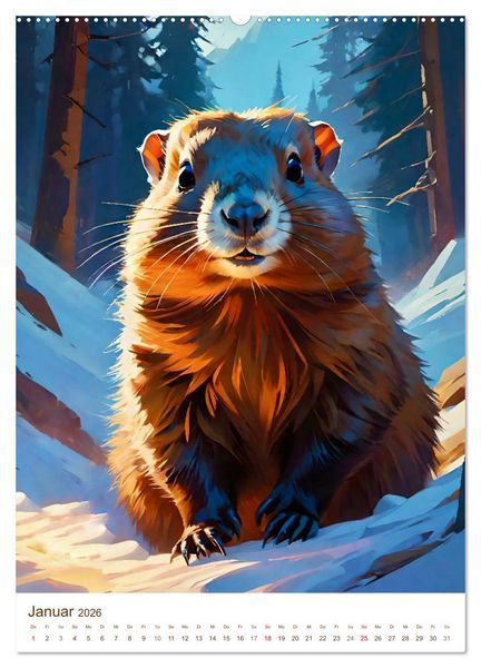 Produktbild: Das Alpenmurmeltier (hochwertiger Premium Wandkalender 2026 DIN A2 hoch), Kunstdruck in Hochglanz