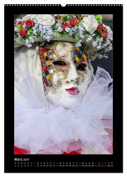 Produktbild: Venezianische Masken HALLia VENEZia Schw&auml;bisch Hall (hochwertiger Premium Wandkalender 2027 DIN A2 hoch), Kunstdruck in Hochglanz