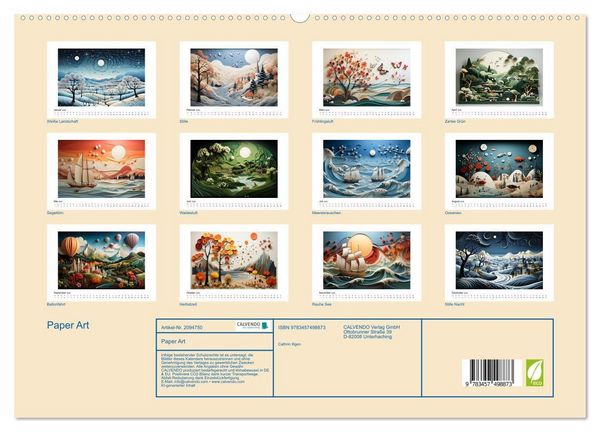 Produktbild: Paper Art (hochwertiger Premium Wandkalender 2026 DIN A2 quer), Kunstdruck in Hochglanz