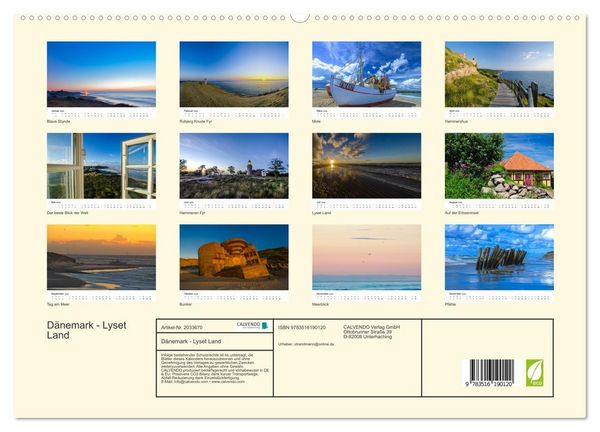 Produktbild: D&auml;nemark - Lyset Land (hochwertiger Premium Wandkalender 2026 DIN A2 quer), Kunstdruck in Hochglanz