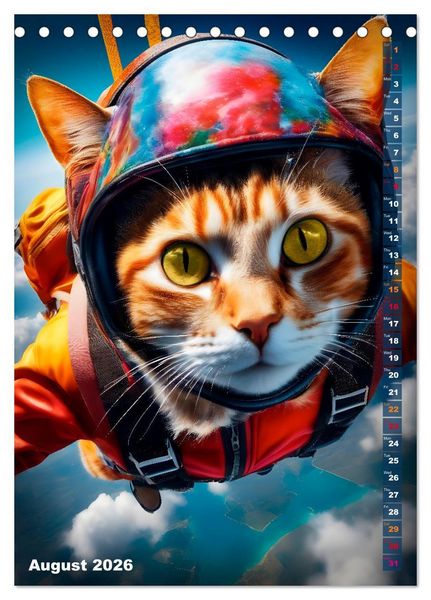 Produktbild: Outdoor sports for cats (Desk Calendar 2026 DIN A5 portrait), CALVENDO 12 Month DeskCalendar