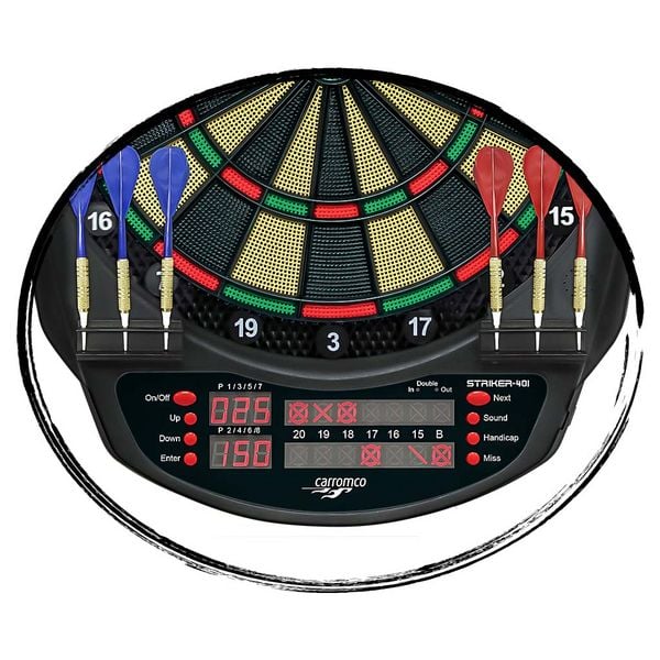 Produktbild: CARROMCO ELEKTRONIK DARTBOARD STRIKER-401, MIT ADAPTER, 3-LOCH ABSTAND