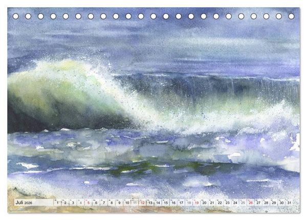 Produktbild: Komm mit ans Meer &ndash; Aquarelle (Tischkalender 2026 DIN A5 quer), CALVENDO Monatskalender