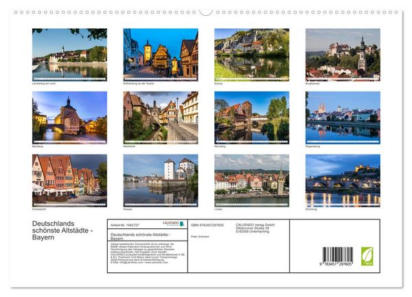 Produktbild: Deutschlands sch&ouml;nste Altst&auml;dte - Bayern (hochwertiger Premium Wandkalender 2026 DIN A2 quer), Kunstdruck in Hochglanz