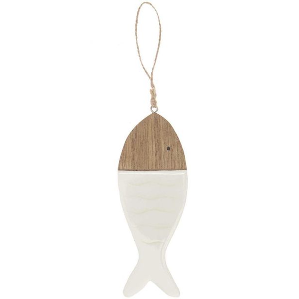 Produktbild: Holzh&auml;nger Fisch, Natur/Wei&szlig;, 14 x 5,5 x 1 cm