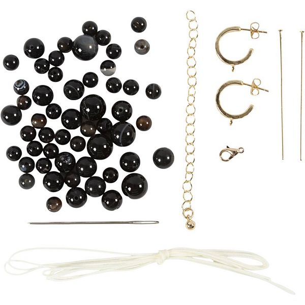Produktbild: Creativ Company Mini Kreativ Set Schmuck, Halskette und Ohrringe, Schwarz, Wei&szlig;