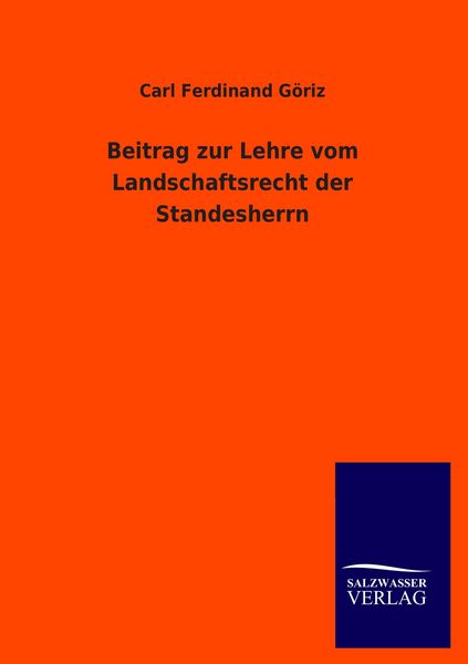 Produktbild: Beitrag zur Lehre vom Landschaftsrecht der Standesherrn