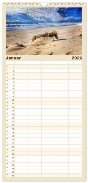 Produktbild: Familienplaner 2026 - Nordsee-D&uuml;nen mit 5 Spalten (Wandkalender, 21 x 45 cm) CALVENDO