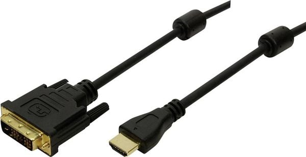 LogiLink HDMI / DVI Adapterkabel HDMI-A Stecker, DVI-D 18+1pol. Stecker 2.00 m Schwarz CH0004 HDMI-Kabel