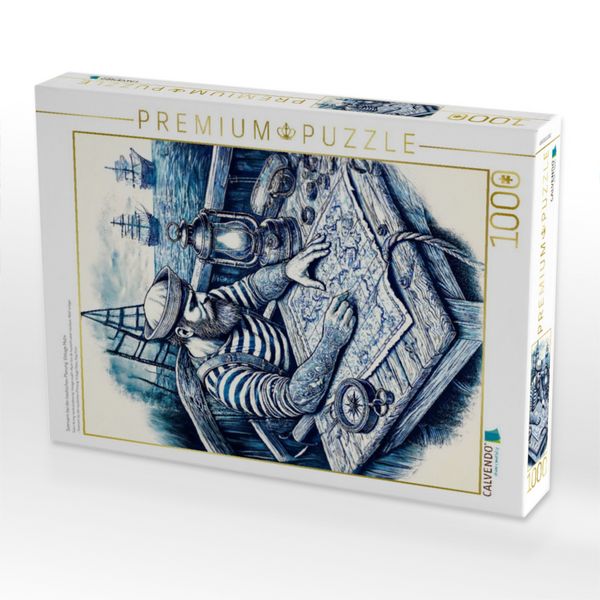 Produktbild: CALVENDO Puzzle Seemann bei der nautischen Planung. Vintage Motiv | 1000 Teile Lege-Gr&ouml;&szlig;e 64x48cm Foto-Puzzle f&uuml;r gl&uuml;ckliche Stunden