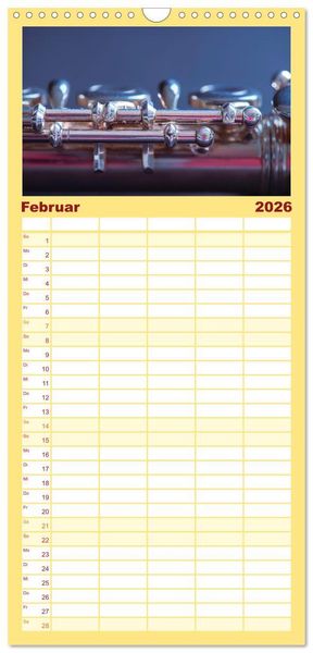 Produktbild: Familienplaner 2026 - Die Querfl&ouml;te, ein herrliches Instrument mit 5 Spalten (Wandkalender, 21 x 45 cm) CALVENDO