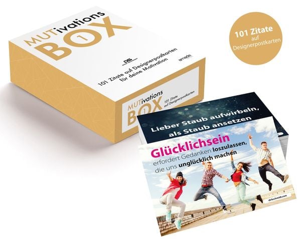Produktbild: MUTivationsbox - 101 Zitate auf Designerpostkarten für deine Motivation