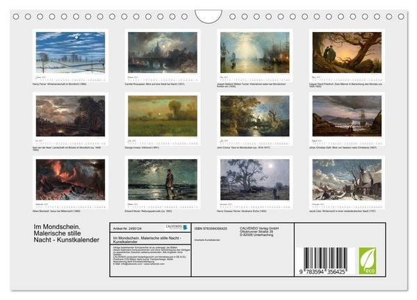 Produktbild: Im Mondschein. Malerische stille Nacht - Kunstkalender (Wandkalender 2027 DIN A4 quer), CALVENDO Monatskalender