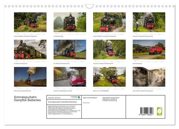 Produktbild: Schmalspurbahn Dampflok Bieberlies (Wandkalender 2026 DIN A3 quer), CALVENDO Monatskalender