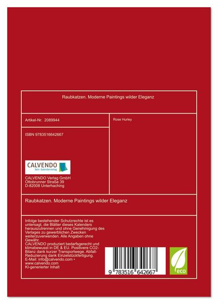 Produktbild: Raubkatzen. Moderne Paintings wilder Eleganz (Tischkalender 2026 DIN A5 hoch), CALVENDO Monatskalender