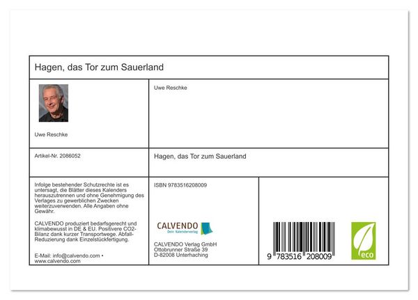 Produktbild: Hagen, das Tor zum Sauerland (Tischkalender 2026 DIN A5 quer), CALVENDO Monatskalender