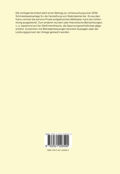 Produktbild: Ermittlung der Leistungsgrenzen einer Hochumformanlage (Schmiedewalzanlage GFM) zur Herstellung von Stabmaterial