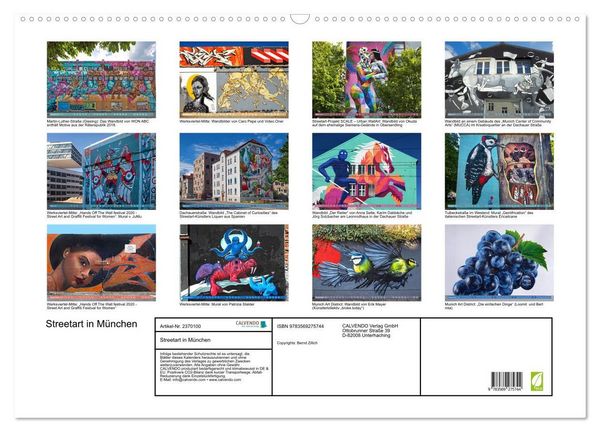 Produktbild: Streetart in M&uuml;nchen (Wandkalender 2027 DIN A2 quer), CALVENDO Monatskalender