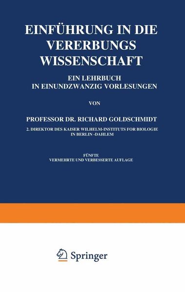 Produktbild: Einf&uuml;hrung in die Vererbungswissenschaft