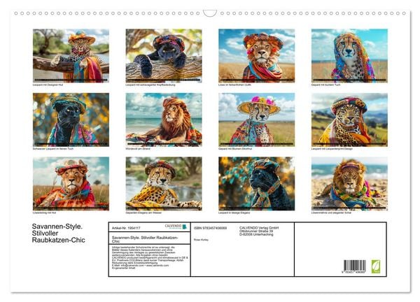 Produktbild: Savannen-Style. Stilvoller Raubkatzen-Chic (Wandkalender 2026 DIN A2 quer), CALVENDO Monatskalender