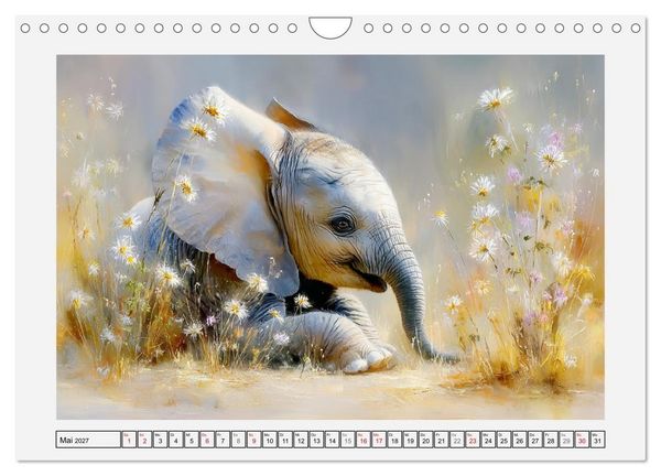 Produktbild: Elefanten. Graue Riesenbabys im Grasland (Wandkalender 2027 DIN A4 quer), CALVENDO Monatskalender