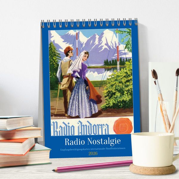 Produktbild: Radio Nostalgie - Empfangsbest&auml;tigungskarten internationaler Rundfunkstationen (Tischkalender 2026 DIN A5 hoch), CALVENDO Monatskalender