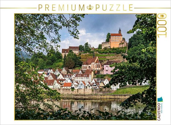 CALVENDO Puzzle Blick auf Hirschhorn | 1000 Teile Lege-Größe 64x48cm Foto-Puzzle für glückliche Stunden