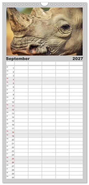 Produktbild: Familienplaner 2027 - Die Augen der Wildnis mit 5 Spalten (Wandkalender, 21 x 45 cm) CALVENDO