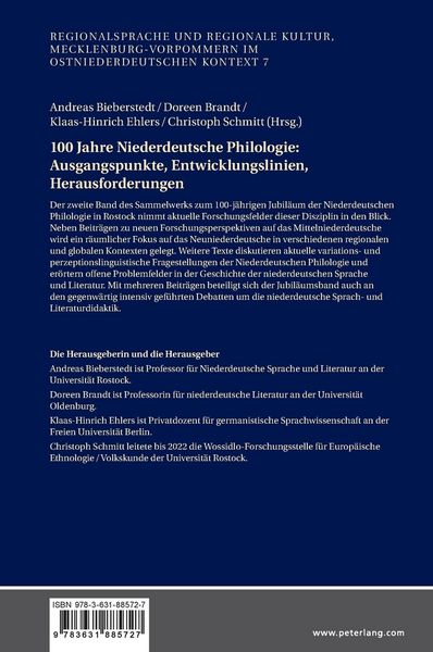 Produktbild: 100 Jahre Niederdeutsche Philologie: Ausgangspunkte, Entwicklungslinien, Herausforderungen
