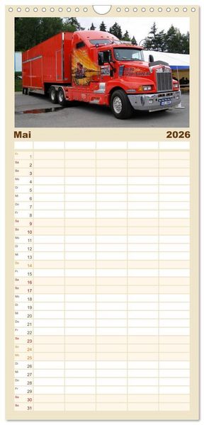 Produktbild: Familienplaner 2026 - US-Trucks. Faszination Langhauber mit 5 Spalten (Wandkalender, 21 x 45 cm) CALVENDO