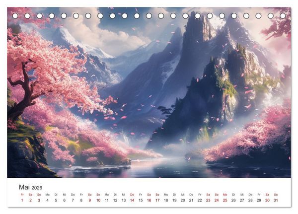 Produktbild: Anime - Welten: Eine Reise durch vertr&auml;umte Welten (Tischkalender 2026 DIN A5 quer), CALVENDO Monatskalender