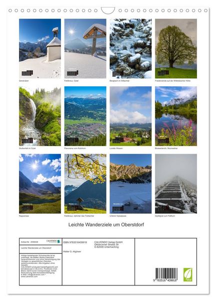 Produktbild: Leichte Wanderziele um Oberstdorf (Wandkalender 2026 DIN A3 hoch), CALVENDO Monatskalender