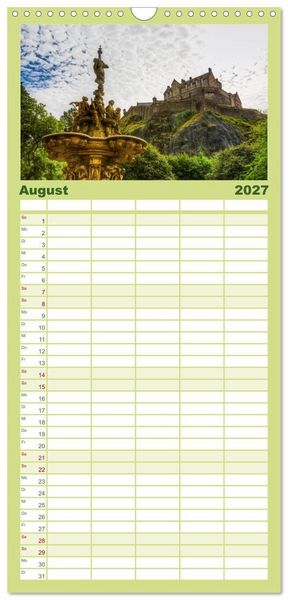 Produktbild: Familienplaner 2027 - Edinburgh - Impressionen aus der schottischen Hauptstadt mit 5 Spalten (Wandkalender, 21 x 45 cm) CALVENDO