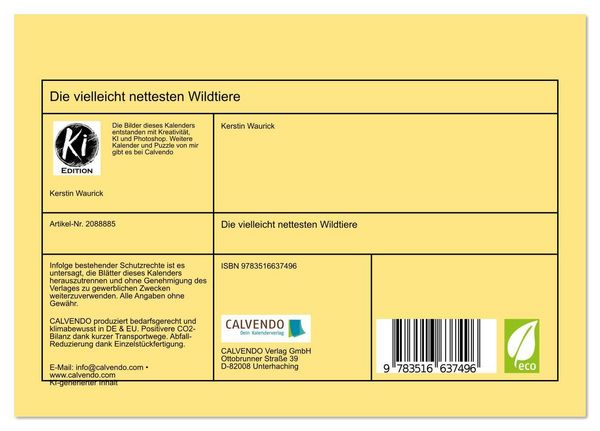Produktbild: Die vielleicht nettesten Wildtiere (Tischkalender 2026 DIN A5 quer), CALVENDO Monatskalender