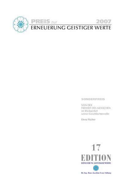 Produktbild: Sonderpreis zur Erneuerung geistiger Werte 2007