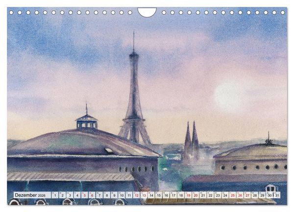 Produktbild: Frankreich Aquarelle (Wandkalender 2026 DIN A4 quer), CALVENDO Monatskalender