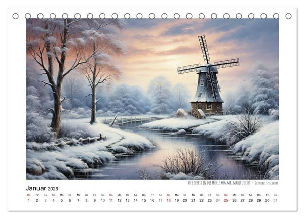 Produktbild: Windm&uuml;hlenzauber (Tischkalender 2026 DIN A5 quer), CALVENDO Monatskalender