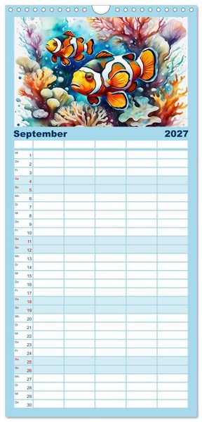 Produktbild: Familienplaner 2027 - Meereskreaturen - Lebendige Unterwasserwelt mit 5 Spalten (Wandkalender, 21 x 45 cm) CALVENDO
