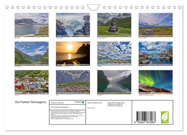 Produktbild: Die Farben Norwegens (Wandkalender 2026 DIN A4 quer), CALVENDO Monatskalender