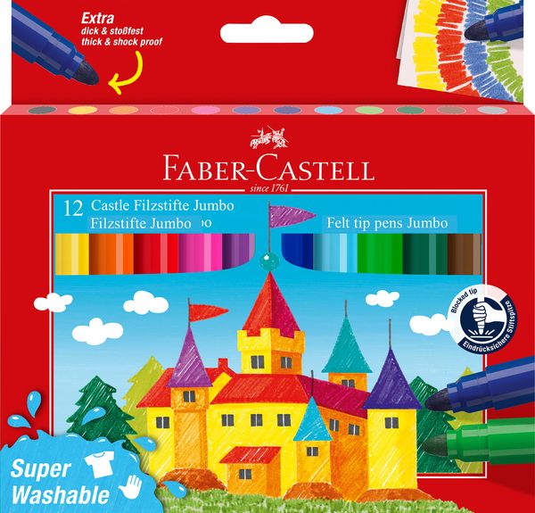 Produktbild: Faber-Castell Filzstifte Jumbo Super Washable 12 St&uuml;ck