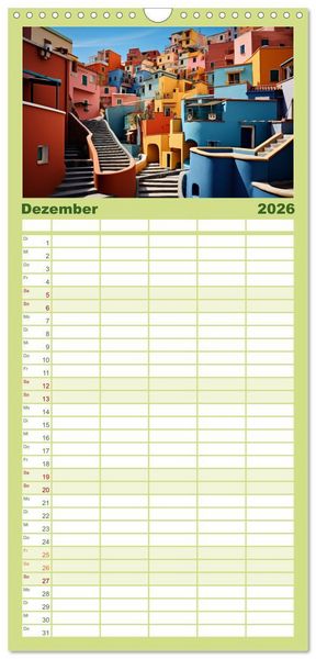 Produktbild: Familienplaner 2026 - Irrg&auml;rten und Labyrinthe mit 5 Spalten (Wandkalender, 21 x 45 cm) CALVENDO