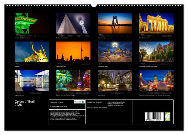 Produktbild: Colors of Berlin 2026 (hochwertiger Premium Wandkalender 2026 DIN A2 quer), Kunstdruck in Hochglanz
