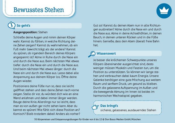 Produktbild: 30 K&ouml;rperreisen und Entspannungs&uuml;bungen f&uuml;r Kinder von 6 bis 12