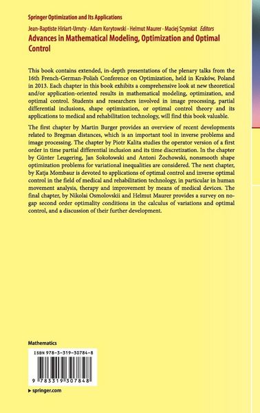 Produktbild: Advances in Mathematical Modeling, Optimization and Optimal Control
