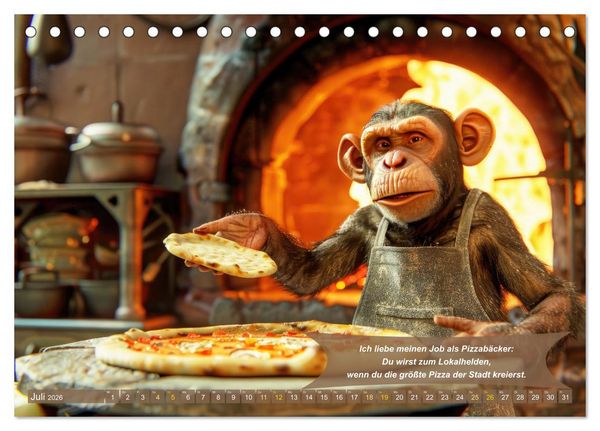 Produktbild: Tierisch lustige Pizzab&auml;cker (Tischkalender 2026 DIN A5 quer), CALVENDO Monatskalender