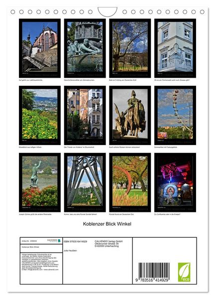 Produktbild: Koblenzer Blick Winkel (Wandkalender 2026 DIN A4 hoch), CALVENDO Monatskalender