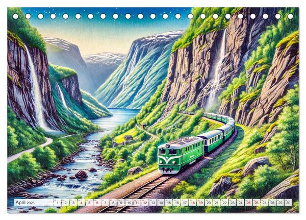 Produktbild: Faszination Eisenbahn - Lokomotiven und Landschaften der Welt (Tischkalender 2026 DIN A5 quer), CALVENDO Monatskalender